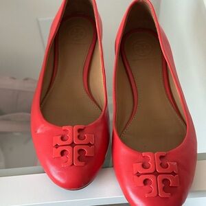 Tory Burch Elegant Red Leather Flats
